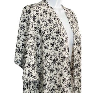 Audrey Ditsy Floral Kimono Duster XL Black Rose Print Cottage Boho Whimsigoth